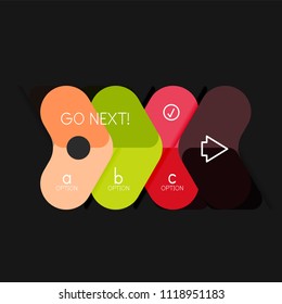 Flat design geometric infographics, arrow shape vector sticker or label, price tags, offer promotion badge, icon design, paper style layout for data graphic visualization step by step process, for