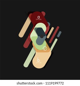 Infografía geométrica de diseño plano, etiqueta o pegatina vectorial de forma de flecha, etiquetas de precio, insignia de promoción, diseño de iconos, diseño de estilo de papel para visualización de gráficos de datos paso a paso, para