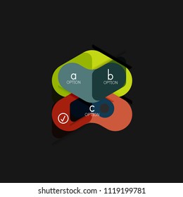 Geometrische Flachdesign-Infografiken, Pfeilform-Vektoraufkleber oder -etikett, Preismarken, Werbeplakat, Symboldesign, Papierstil-Layout für die schrittweise Visualisierung von Daten, für