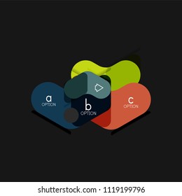 Flat design geometric infographics, arrow shape vector sticker or label, price tags, offer promotion badge, icon design, paper style layout for data graphic visualization step by step process, for