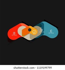 Flat design geometric infographics, arrow shape vector sticker or label, price tags, offer promotion badge, icon design, paper style layout for data graphic visualization step by step process, for