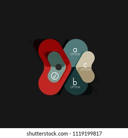 Flat design geometric infographics, arrow shape vector sticker or label, price tags, offer promotion badge, icon design, paper style layout for data graphic visualization step by step process, for