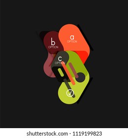 Flat design geometric infographics, arrow shape vector sticker or label, price tags, offer promotion badge, icon design, paper style layout for data graphic visualization step by step process, for