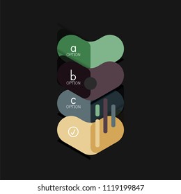 Flat design geometric infographics, arrow shape vector sticker or label, price tags, offer promotion badge, icon design, paper style layout for data graphic visualization step by step process, for