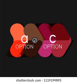 Flat design geometric infographics, arrow shape vector sticker or label, price tags, offer promotion badge, icon design, paper style layout for data graphic visualization step by step process, for