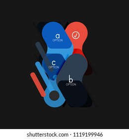 Flat design geometric infographics, arrow shape vector sticker or label, price tags, offer promotion badge, icon design, paper style layout for data graphic visualization step by step process, for