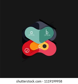 Flat design geometric infographics, arrow shape vector sticker or label, price tags, offer promotion badge, icon design, paper style layout for data graphic visualization step by step process, for
