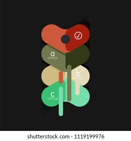 Infografía geométrica de diseño plano, etiqueta o pegatina vectorial de forma de flecha, etiquetas de precio, insignia de promoción, diseño de iconos, diseño de estilo de papel para visualización de gráficos de datos paso a paso, para