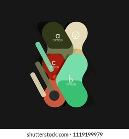 Infografía geométrica de diseño plano, etiqueta o pegatina vectorial de forma de flecha, etiquetas de precio, insignia de promoción, diseño de iconos, diseño de estilo de papel para visualización de gráficos de datos paso a paso, para