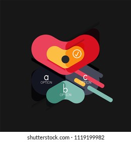 Flat design geometric infographics, arrow shape vector sticker or label, price tags, offer promotion badge, icon design, paper style layout for data graphic visualization step by step process, for