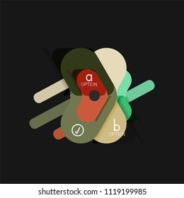 Infografía geométrica de diseño plano, etiqueta o pegatina vectorial de forma de flecha, etiquetas de precio, insignia de promoción, diseño de iconos, diseño de estilo de papel para visualización de gráficos de datos paso a paso, para