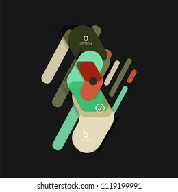 Geometrische Flachdesign-Infografiken, Pfeilform-Vektoraufkleber oder -etikett, Preismarken, Werbeplakat, Symboldesign, Papierstil-Layout für die schrittweise Visualisierung von Daten, für