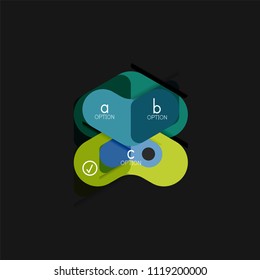 Flat design geometric infographics, arrow shape vector sticker or label, price tags, offer promotion badge, icon design, paper style layout for data graphic visualization step by step process, for