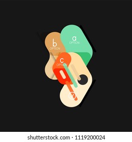 Flat design geometric infographics, arrow shape vector sticker or label, price tags, offer promotion badge, icon design, paper style layout for data graphic visualization step by step process, for