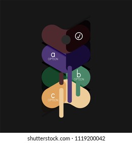 Geometrische Flachdesign-Infografiken, Pfeilform-Vektoraufkleber oder -etikett, Preismarken, Werbeplakat, Symboldesign, Papierstil-Layout für die schrittweise Visualisierung von Daten, für