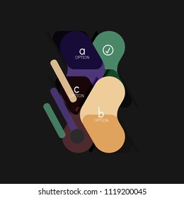 Flat design geometric infographics, arrow shape vector sticker or label, price tags, offer promotion badge, icon design, paper style layout for data graphic visualization step by step process, for