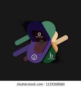 Flat design geometric infographics, arrow shape vector sticker or label, price tags, offer promotion badge, icon design, paper style layout for data graphic visualization step by step process, for