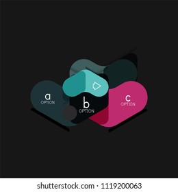 Flat design geometric infographics, arrow shape vector sticker or label, price tags, offer promotion badge, icon design, paper style layout for data graphic visualization step by step process, for