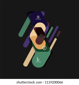 Flat design geometric infographics, arrow shape vector sticker or label, price tags, offer promotion badge, icon design, paper style layout for data graphic visualization step by step process, for