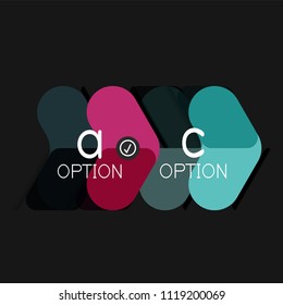 Flat design geometric infographics, arrow shape vector sticker or label, price tags, offer promotion badge, icon design, paper style layout for data graphic visualization step by step process, for