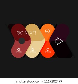 Flat design geometric infographics, arrow shape vector sticker or label, price tags, offer promotion badge, icon design, paper style layout for data graphic visualization step by step process, for