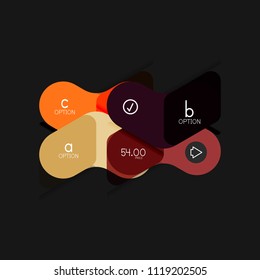 Flat design geometric infographics, arrow shape vector sticker or label, price tags, offer promotion badge, icon design, paper style layout for data graphic visualization step by step process, for
