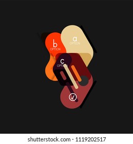 Infografía geométrica de diseño plano, etiqueta o pegatina vectorial de forma de flecha, etiquetas de precio, insignia de promoción, diseño de iconos, diseño de estilo de papel para visualización de gráficos de datos paso a paso, para