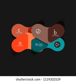 Flat design geometric infographics, arrow shape vector sticker or label, price tags, offer promotion badge, icon design, paper style layout for data graphic visualization step by step process, for