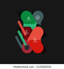 Geometrische Flachdesign-Infografiken, Pfeilform-Vektoraufkleber oder -etikett, Preismarken, Werbeplakat, Symboldesign, Papierstil-Layout für die schrittweise Visualisierung von Daten, für
