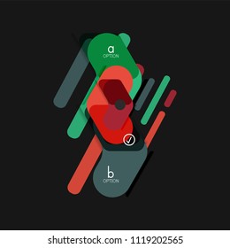 Geometrische Flachdesign-Infografiken, Pfeilform-Vektoraufkleber oder -etikett, Preismarken, Werbeplakat, Symboldesign, Papierstil-Layout für die schrittweise Visualisierung von Daten, für