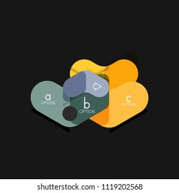 Geometrische Flachdesign-Infografiken, Pfeilform-Vektoraufkleber oder -etikett, Preismarken, Werbeplakat, Symboldesign, Papierstil-Layout für die schrittweise Visualisierung von Daten, für