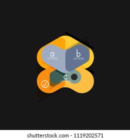 Flat design geometric infographics, arrow shape vector sticker or label, price tags, offer promotion badge, icon design, paper style layout for data graphic visualization step by step process, for