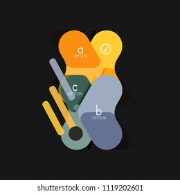 Flat design geometric infographics, arrow shape vector sticker or label, price tags, offer promotion badge, icon design, paper style layout for data graphic visualization step by step process, for