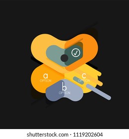 Flat design geometric infographics, arrow shape vector sticker or label, price tags, offer promotion badge, icon design, paper style layout for data graphic visualization step by step process, for