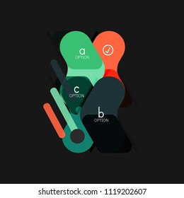 Infografía geométrica de diseño plano, etiqueta o pegatina vectorial de forma de flecha, etiquetas de precio, insignia de promoción, diseño de iconos, diseño de estilo de papel para visualización de gráficos de datos paso a paso, para