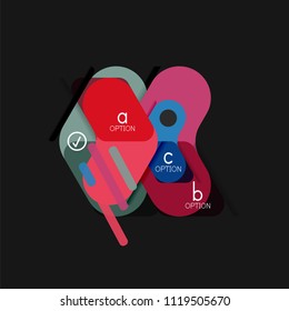 Flat design geometric infographics, arrow shape vector sticker or label, price tags, offer promotion badge, icon design, paper style layout for data graphic visualization step by step process.