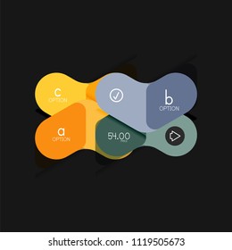 Flat design geometric infographics, arrow shape vector sticker or label, price tags, offer promotion badge, icon design, paper style layout for data graphic visualization step by step process.