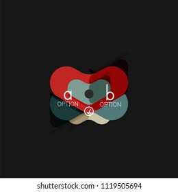 Flat design geometric infographics, arrow shape vector sticker or label, price tags, offer promotion badge, icon design, paper style layout for data graphic visualization step by step process.
