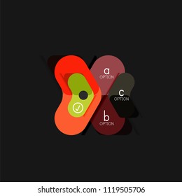 Infografía geométrica de diseño plano, etiqueta o pegatina vectorial de forma de flecha, etiquetas de precio, distintivo de promoción, diseño de iconos, diseño de estilo de papel para visualización de gráficos de datos paso a paso.