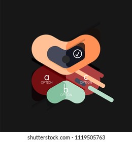Infografía geométrica de diseño plano, etiqueta o pegatina vectorial de forma de flecha, etiquetas de precio, distintivo de promoción, diseño de iconos, diseño de estilo de papel para visualización de gráficos de datos paso a paso.