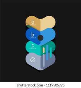 Infográficos geométricos de design plano, etiqueta ou adesivo de vetor de forma de seta, etiquetas de preço, oferecer distintivo de promoção, design de ícone, layout de estilo de papel para visualização gráfica de dados passo a passo.