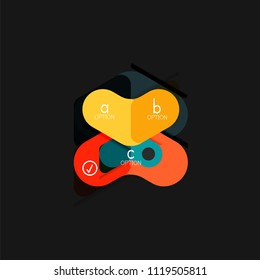 Flat design geometric infographics, arrow shape vector sticker or label, price tags, offer promotion badge, icon design, paper style layout for data graphic visualization step by step process.