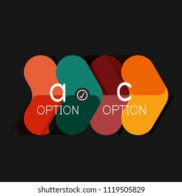 Flat design geometric infographics, arrow shape vector sticker or label, price tags, offer promotion badge, icon design, paper style layout for data graphic visualization step by step process.