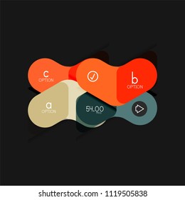 Infografía geométrica de diseño plano, etiqueta o pegatina vectorial de forma de flecha, etiquetas de precio, distintivo de promoción, diseño de iconos, diseño de estilo de papel para visualización de gráficos de datos paso a paso.