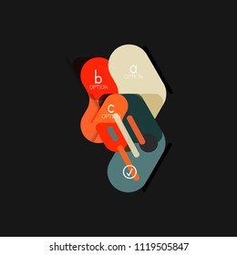 Flat design geometric infographics, arrow shape vector sticker or label, price tags, offer promotion badge, icon design, paper style layout for data graphic visualization step by step process.