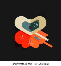 Flat design geometric infographics, arrow shape vector sticker or label, price tags, offer promotion badge, icon design, paper style layout for data graphic visualization step by step process.