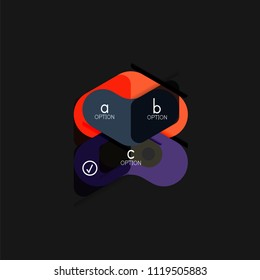 Flat design geometric infographics, arrow shape vector sticker or label, price tags, offer promotion badge, icon design, paper style layout for data graphic visualization step by step process.