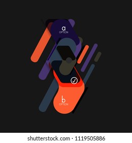 Flat design geometric infographics, arrow shape vector sticker or label, price tags, offer promotion badge, icon design, paper style layout for data graphic visualization step by step process.