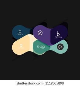 Infografía geométrica de diseño plano, etiqueta o pegatina vectorial de forma de flecha, etiquetas de precio, distintivo de promoción, diseño de iconos, diseño de estilo de papel para visualización de gráficos de datos paso a paso.