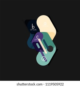 Flaches design geometrische Infografiken, Pfeilform, Vektoraufkleber oder -etikett, Preismarken, Werbeplakat, Icon-Design, Papierstil-Layout für die grafische Visualisierung Schritt für Schritt.